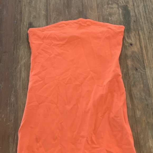 Salmon Colored Body Con Summer Mini Dress strapless - Picture 2 of 5